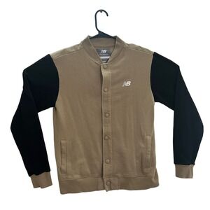 New Balance Boys Fleece Bomber Jacket, Size XL 18 / 20 Tan Black 0395